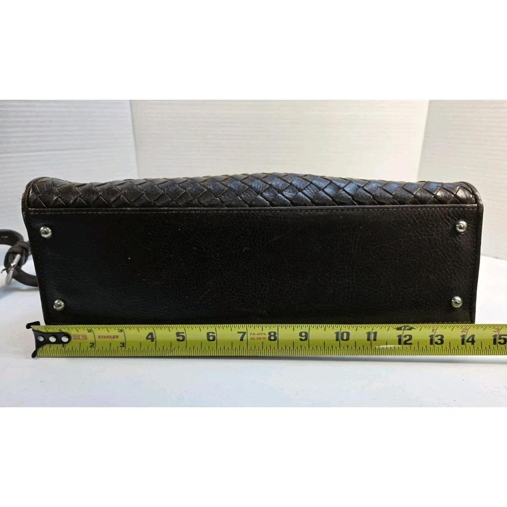 Cole‎ Haan Genevieve Large Woven Leather Tote Bag in Brown with Detachable Strap - Picture 5 of 6